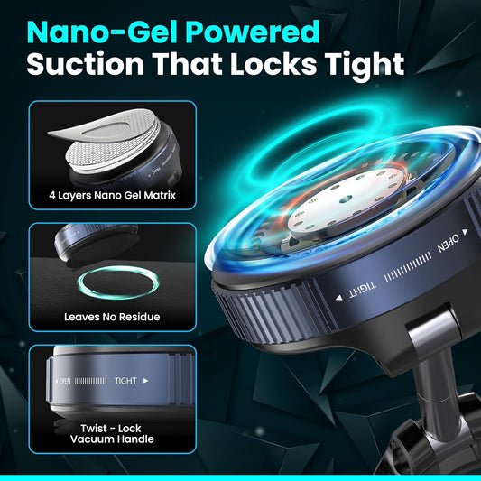 Magnetic Vacuum Phone Holder with 360° Rotation & Powerful Suction
