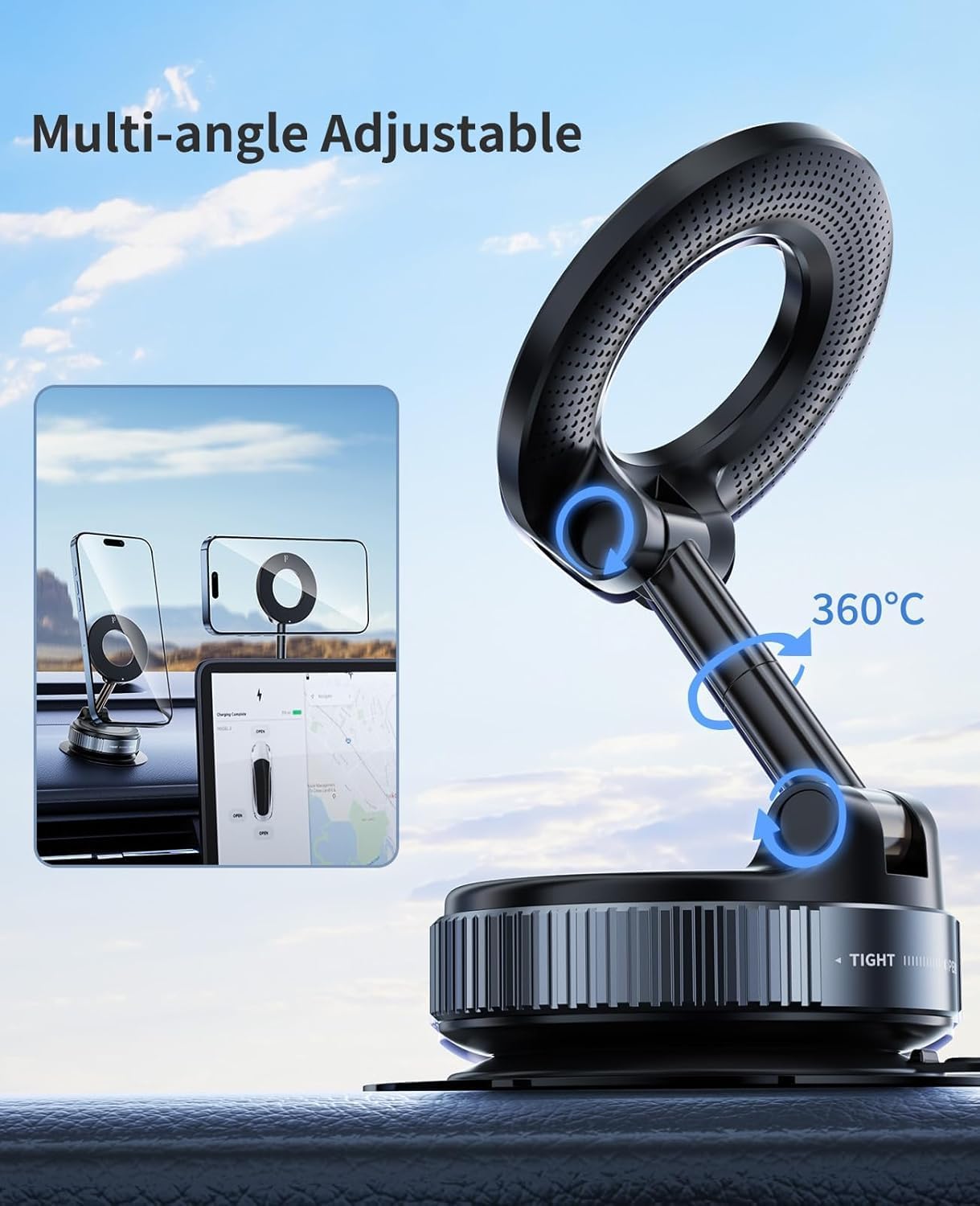 Magnetic Vacuum Phone Holder with 360° Rotation & Powerful Suction