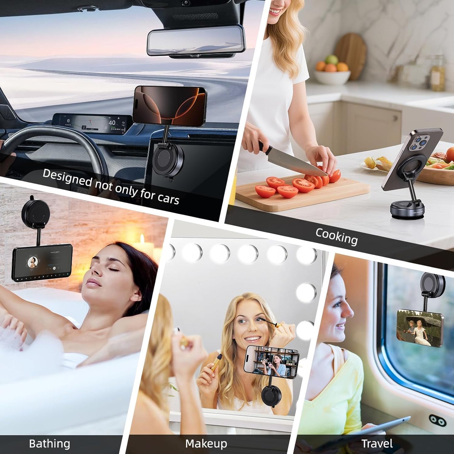 Magnetic Vacuum Phone Holder with 360° Rotation & Powerful Suction