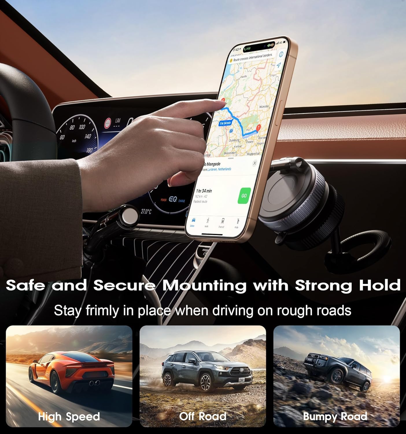 Magnetic Vacuum Phone Holder with 360° Rotation & Powerful Suction