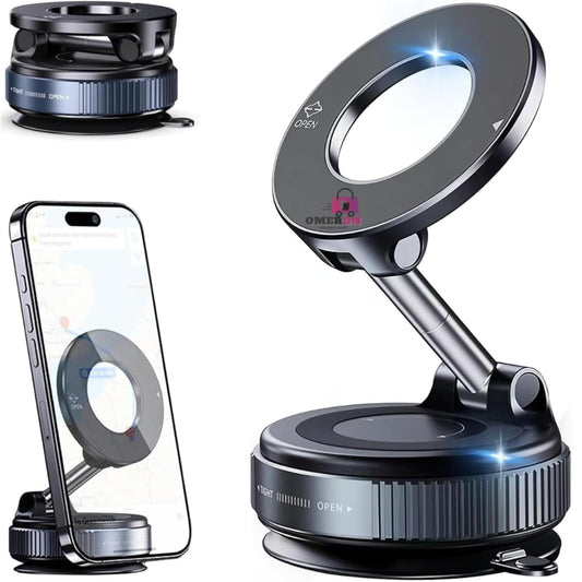 Magnetic Vacuum Phone Holder with 360° Rotation & Powerful Suction